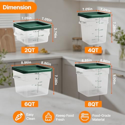 8 Pack Food Storage Containers;Stackable&Durable(0.95+1.5+2.2+3.2+4 * 4qt)