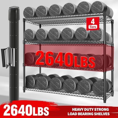 71.8" H Storage Shelves 4-Tiers Heavy Duty Metal Shelving Unit with Whee...