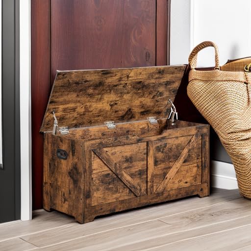 VASAGLE Storage Chest with 2 Safety Hinges, 15.7 x 39.4 x 18.1 Inches