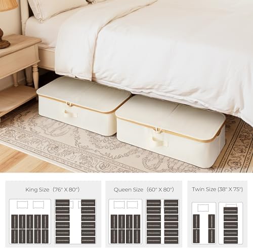 StorageWorks 7" Low Profile Underbed Storage Containers with Bamboo Frame