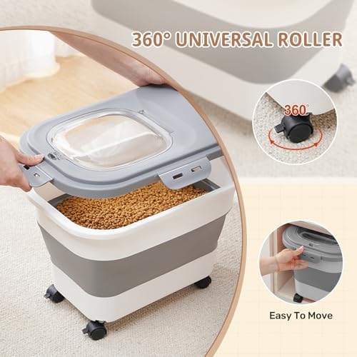 SEWIU Dog Food Storage Container Up to 2pack*20LB,Collapsible Dog Food Contai...