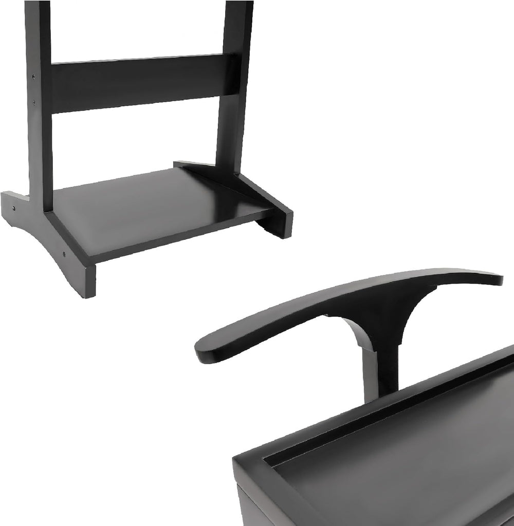 Wood Mens Valet Stand With Shoe Shelf, Coat Hanger and Hat Rack - Freestandin...