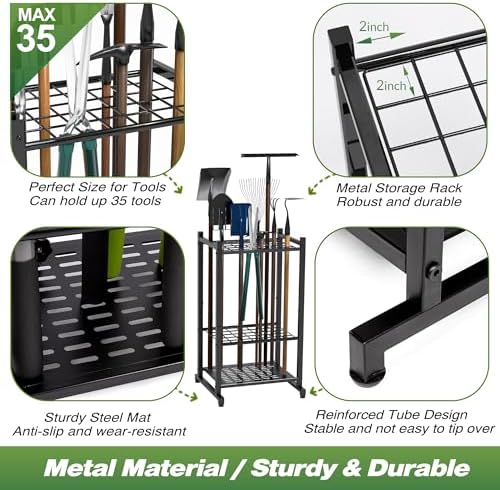 Garden Tool Organizer, Garage Tool Organizer & Garage Organization, Heavy...