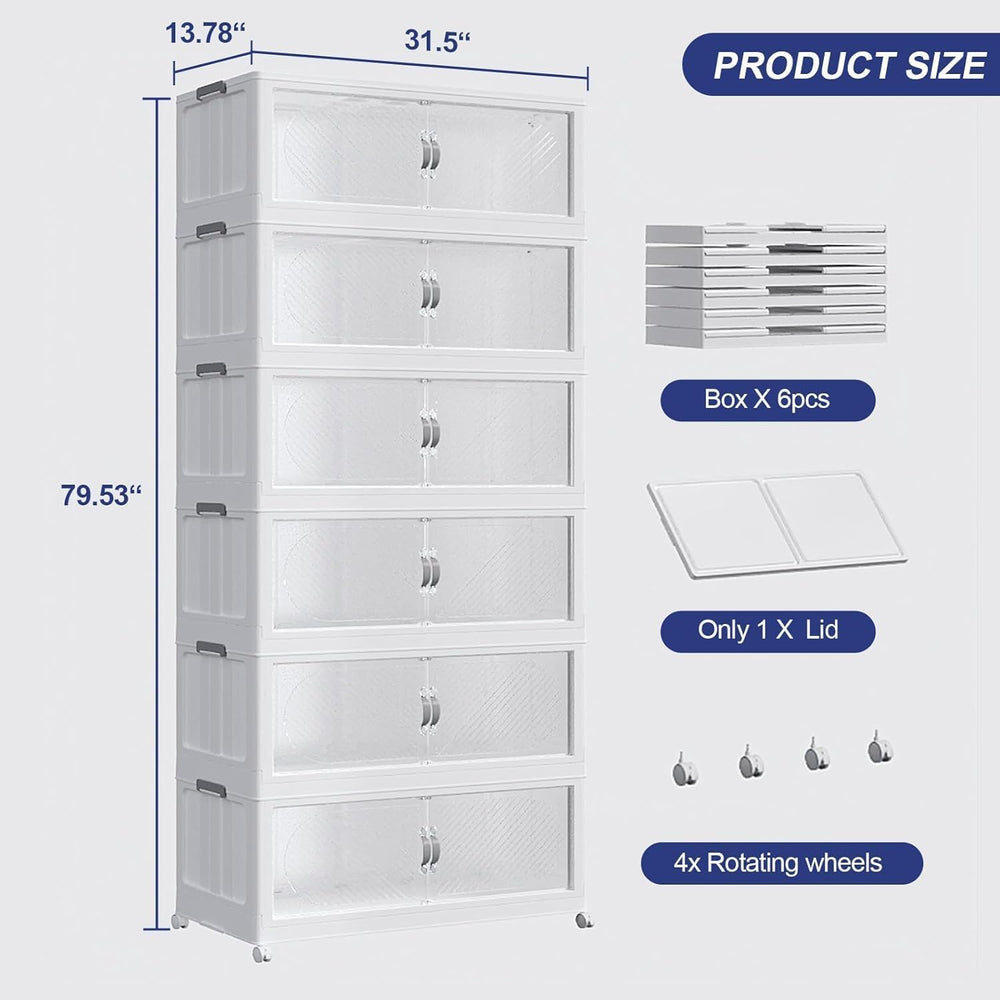 240GAL (960QT) Collapsible Plastic Storage Bins with Lid & Wheels, Extra ...