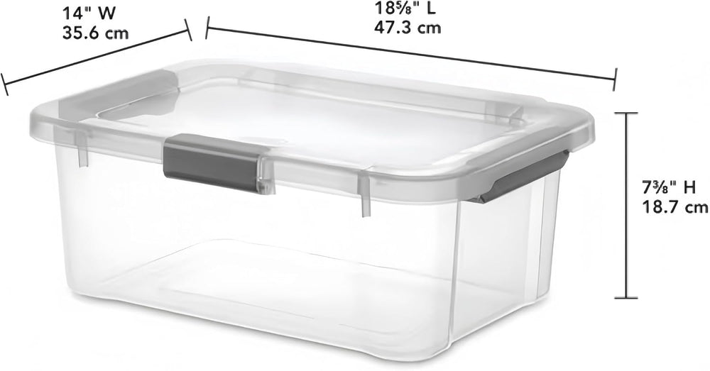 6-Pack Under Bed Bins, Hinged Lids, 20qt Clear Plastic Stackable