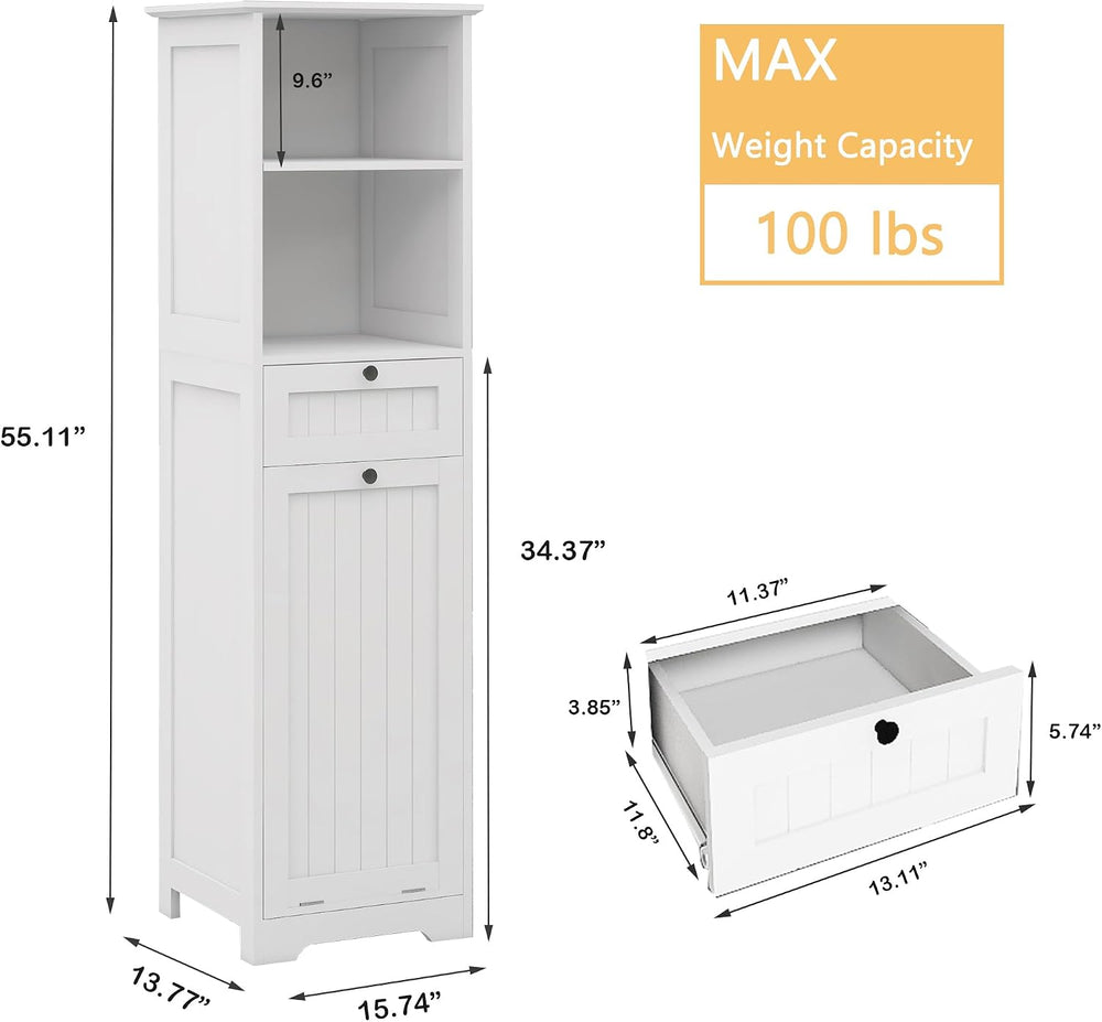 Tall Tilt Out Laundry Room Cabinets and Storage with Hidden Removable Basket,...