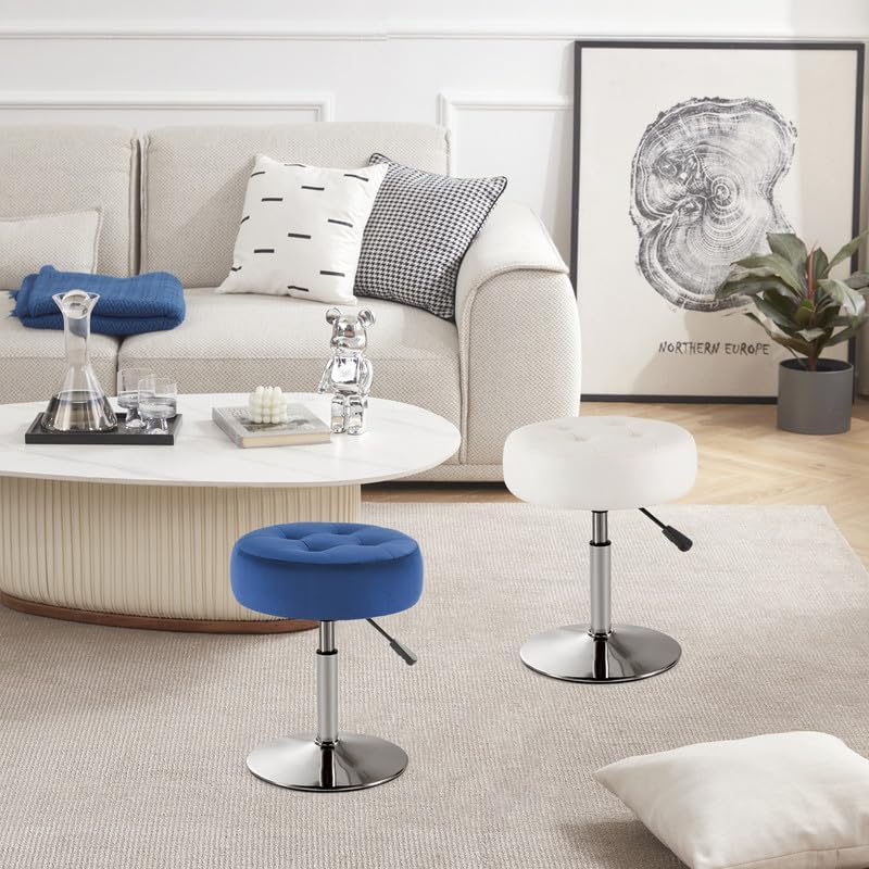 Gitrah White Vanity Stool Chair Swivel Adjustable Comfortable Makeup Stool