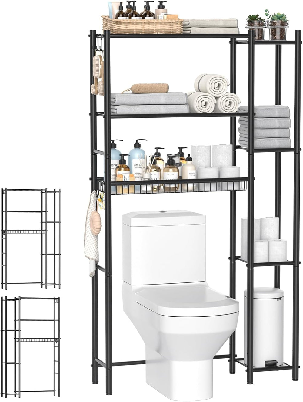 Over The Toilet Storage Shelf - Bathroom Organizer Rack with 7-Tier Shelves, ...