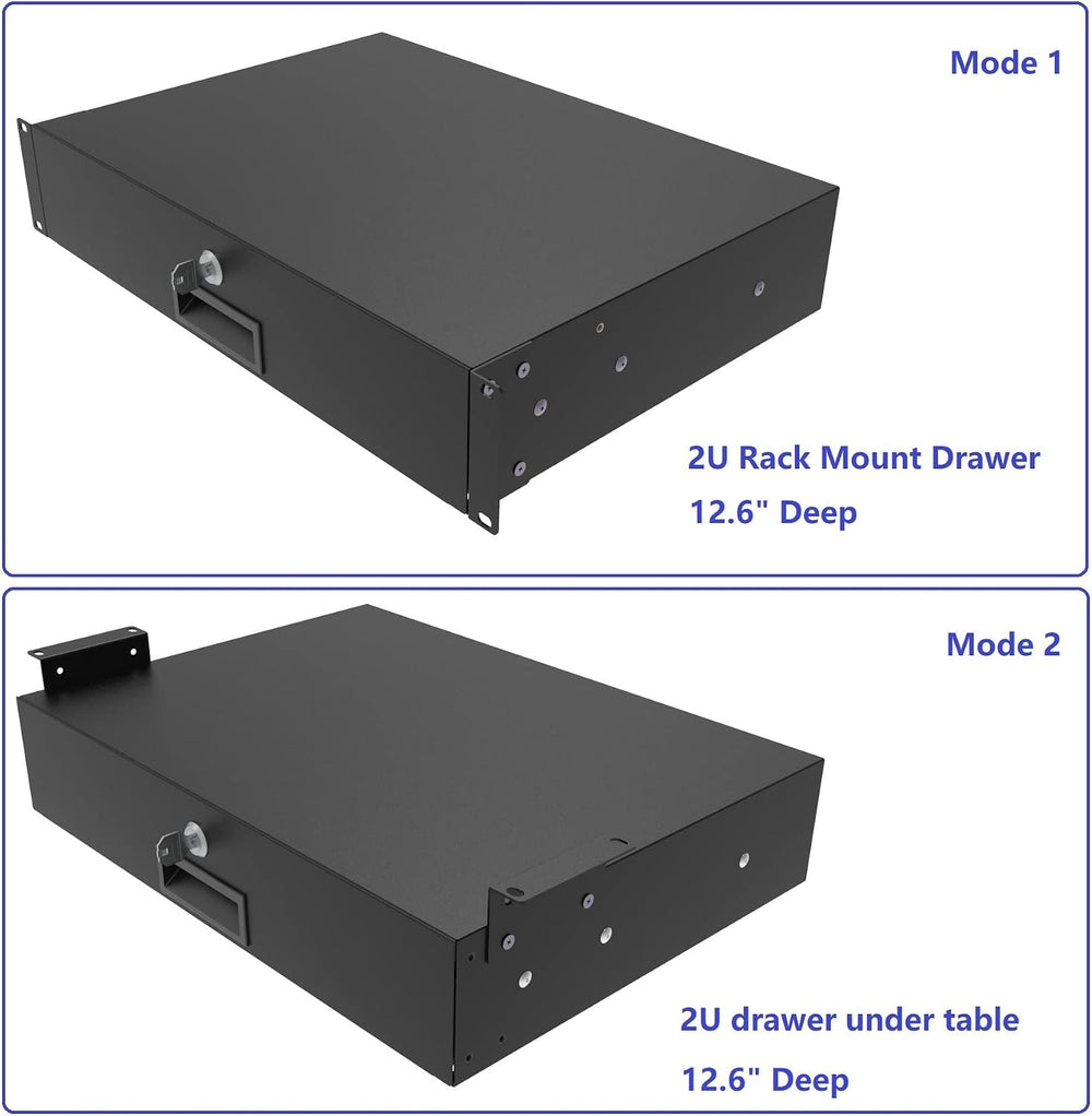 2U Server Cabinet Case 19 Inch Rack Mount Lockable Drawer