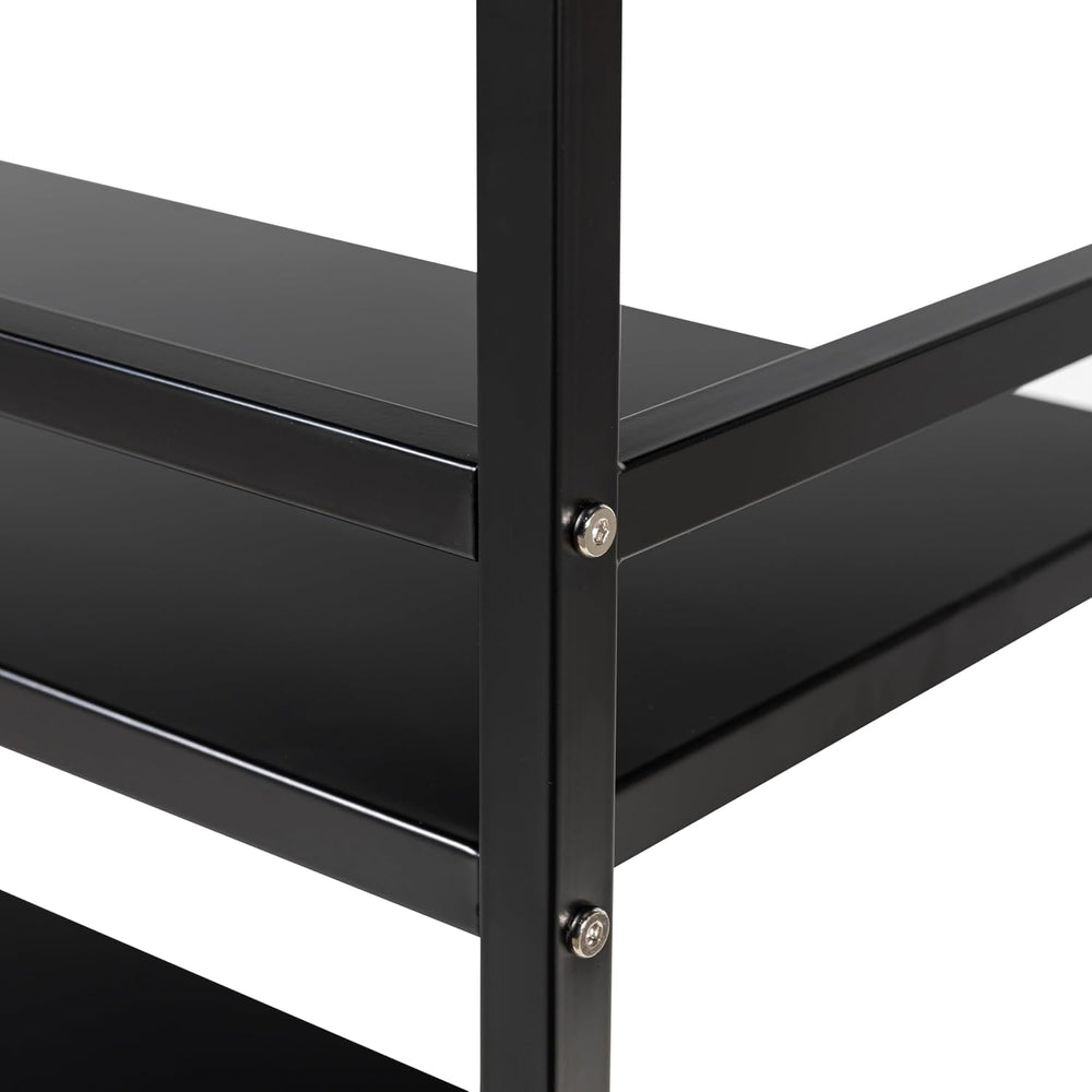 Metal Storag Shelves,3 Tier Move Storage Rack with 4 Hooks,Black