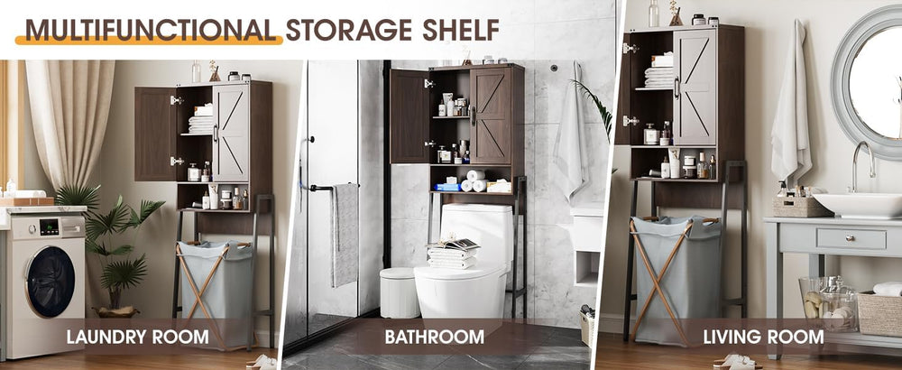 Vabches Over The Toilet Storage Cabinet with 2-Door Design Bathroom Organizer...