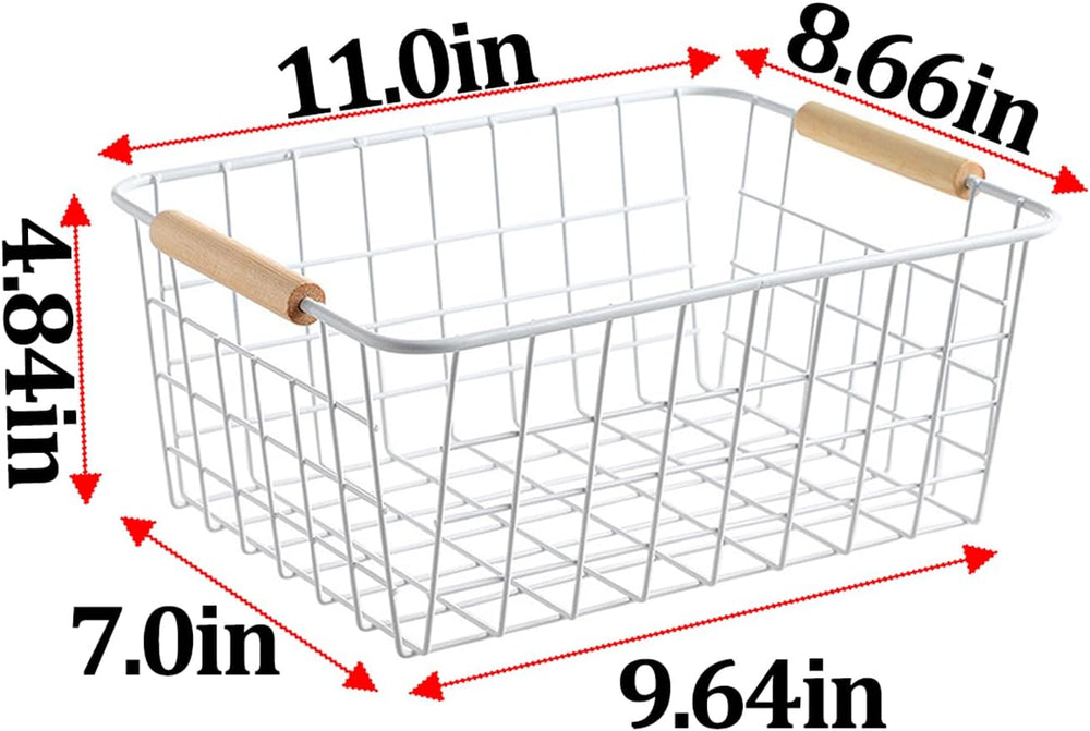 LeleCAT White Wire Baskets for Organizing with Handles,Pantry Organizers and ...