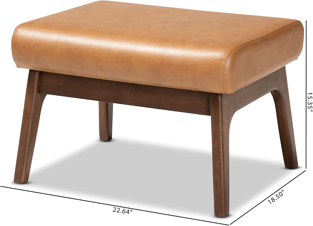 Baxton Studio Bianca Mid-Century Modern Walnut Brown Finished Wood and Tan Fa...