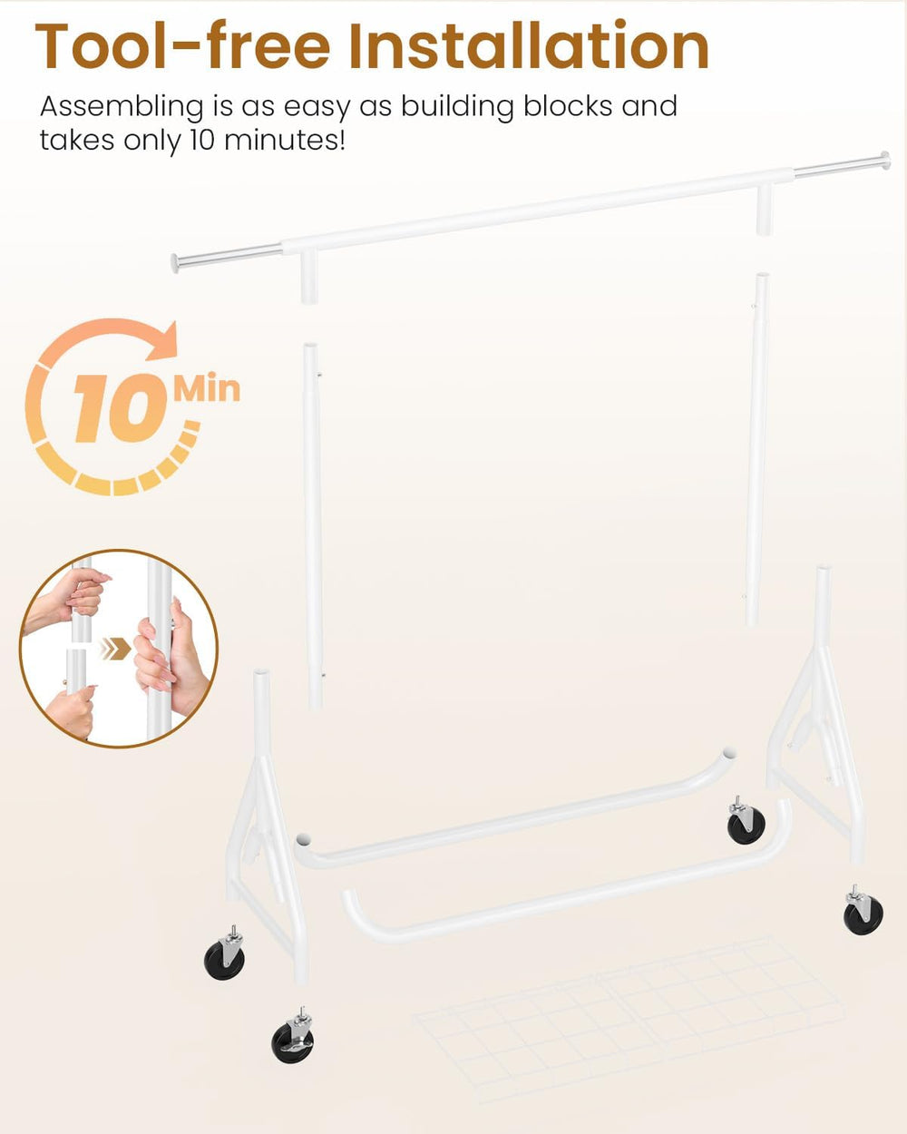 Heavy Duty Clothes Rack, Metal Clothing Rack Load 450 LBS, Rolling Coat Racks...