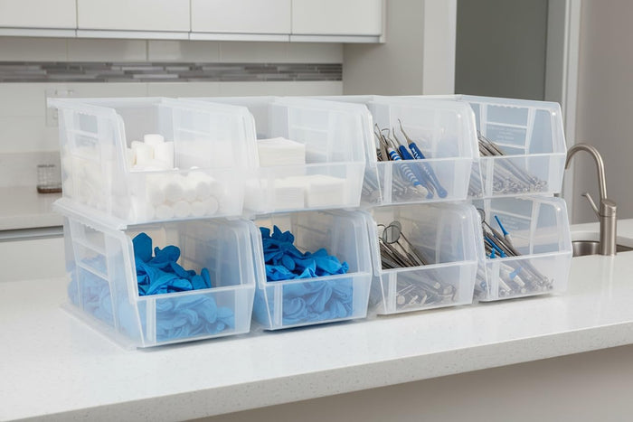 HE HUDSON EXCHANGE 11" x 5.5" x 5" (6 Pack) Plastic Stackable Storage Bin, Clear