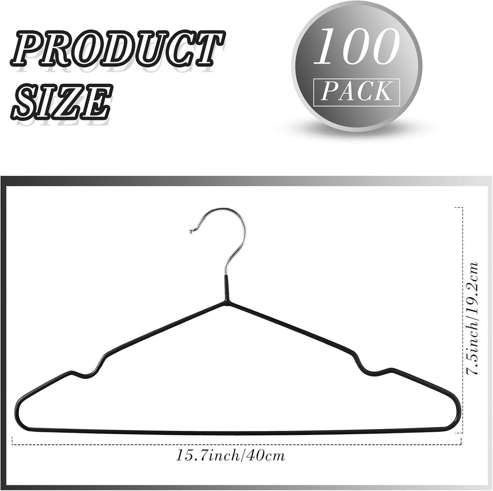 Wesiti 100 Pcs Metal Wire Non Slip Hangers for Clothes Space Saving Hanger St...