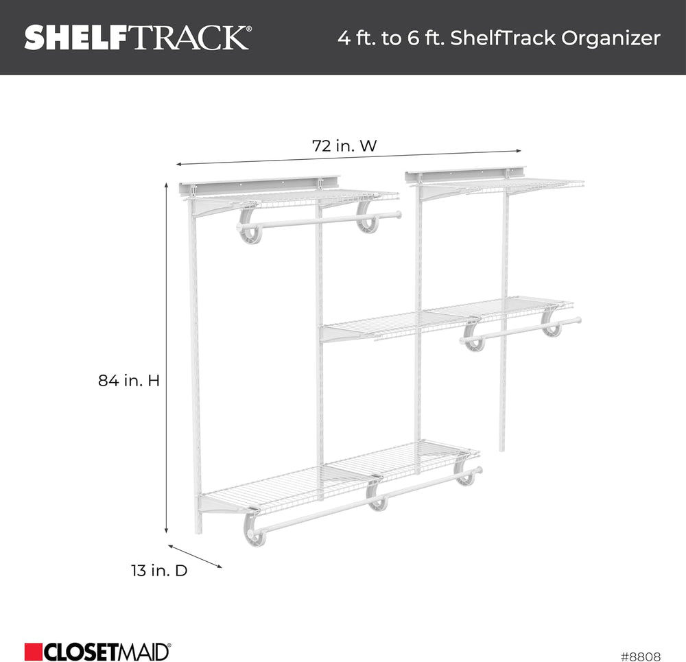ClosetMaid ShelfTrack Wire Closet Organizer System, Adjustable from 4 to 6 Ft...