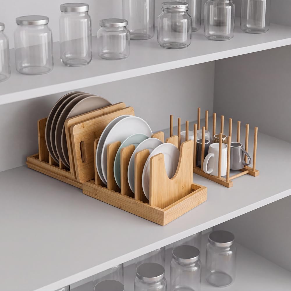 Expandable Bamboo Lid Rack & Drainer