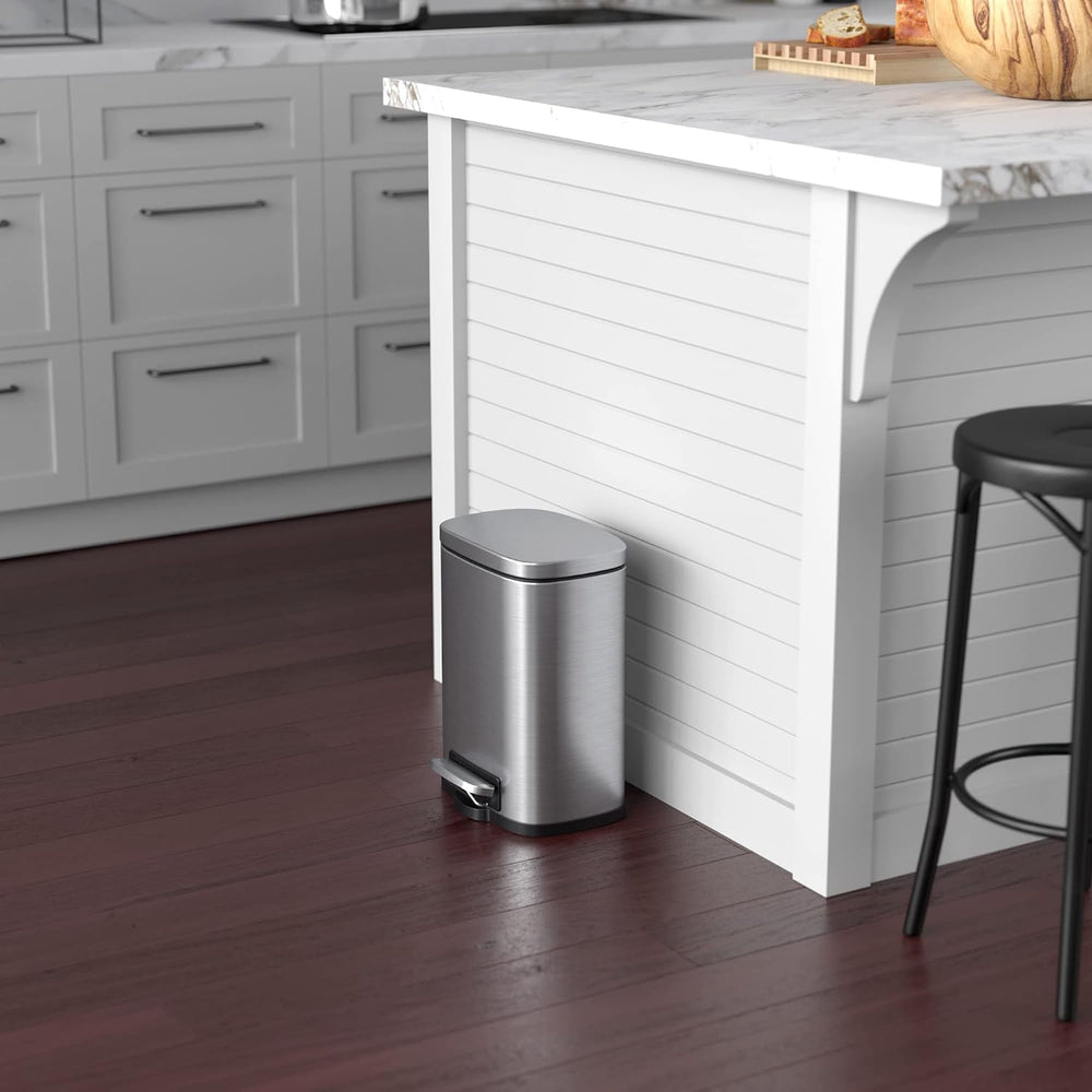 ITouchless SoftStep 1.32 Gallon Small Stainless Steel Step Trash Can with Abs...