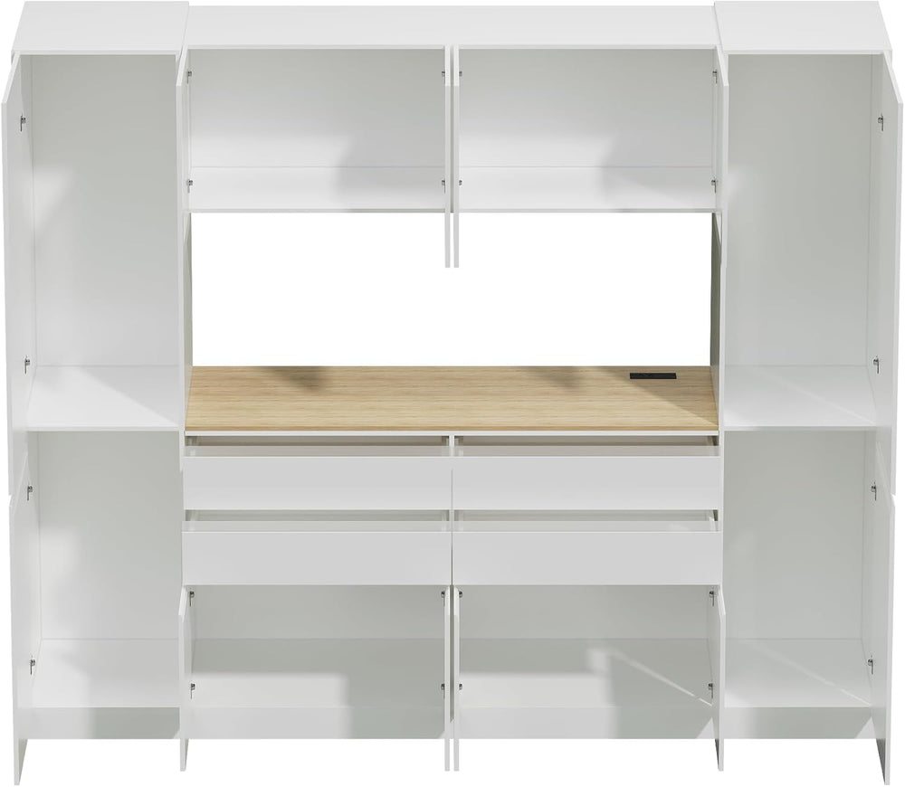 Bobve Giant Storage Cabinet with LED/Charging Station,Multifunctional Pantry ...