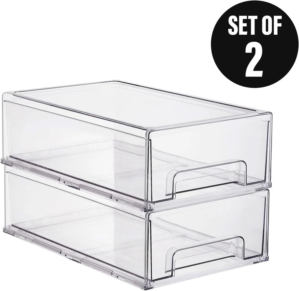 Clear Plastic Storage Drawer Organizer Bins, Perfect for Kitchen Organization...
