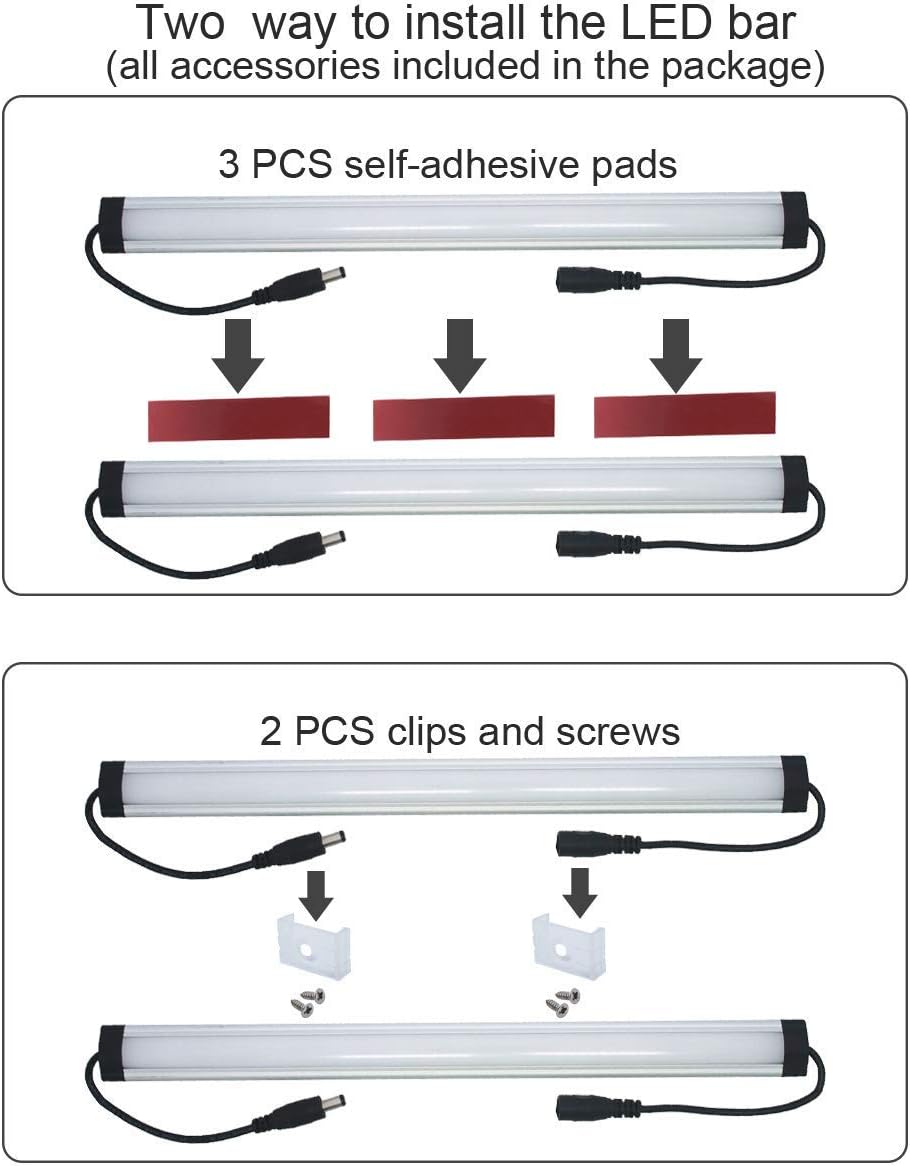 Under Cabinet LED Lighting Kit Plug in or Hardwired, 6 pcs 12 Inches Light St...