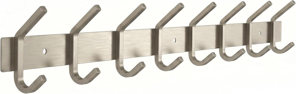 Coat Rack Wall Mount – Brushed Nickel 24 Inch Stainless Steel Hook Rail with ...