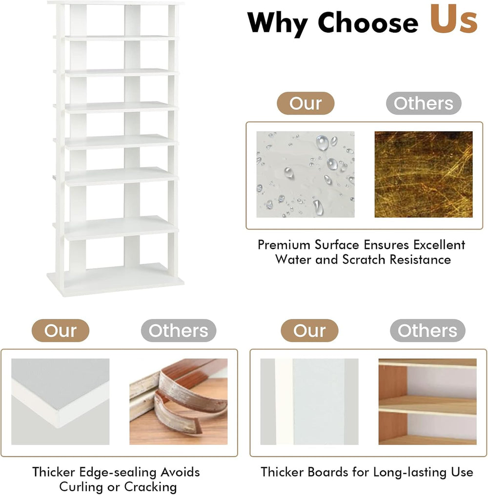 COSTWAY 7 Tiers Shoe Rack, Patented Shoe Organizer (White)