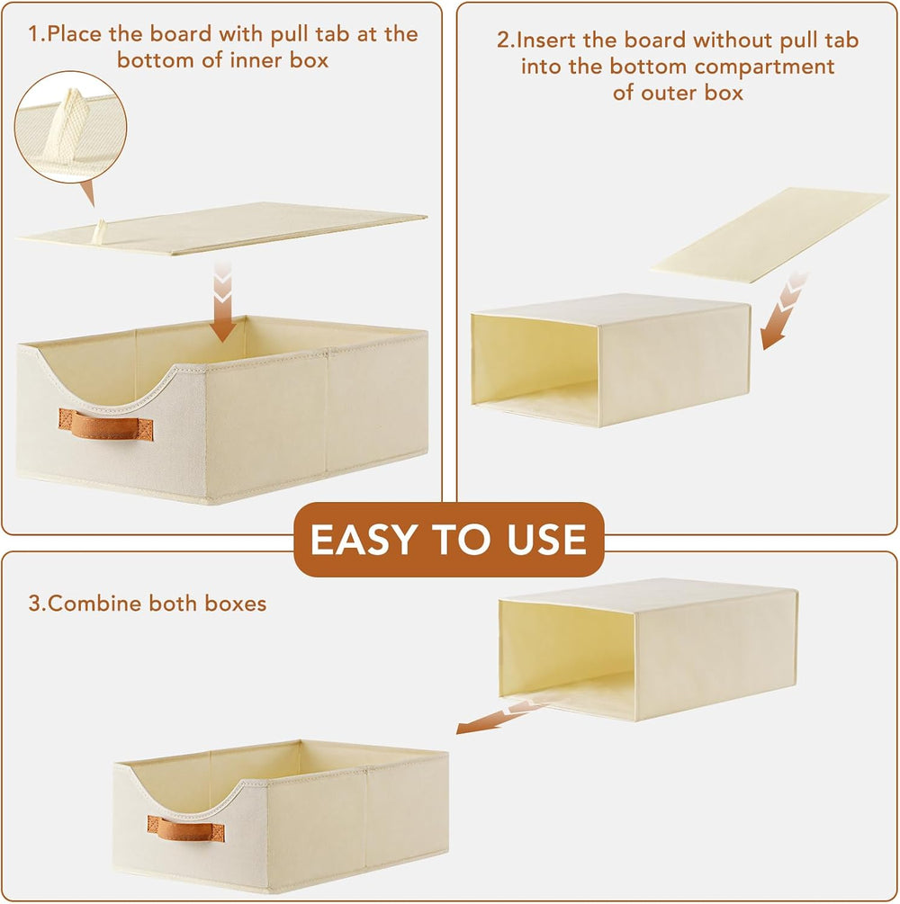 4 Pcs 16.5" Closet Drawers and Large Size Clothes Storage Bins Push-Out ...