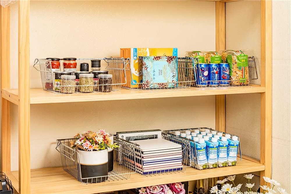 SANNO Stacking Baskets Bin Baskets Wire Storage Baskets Organization Farmhous...