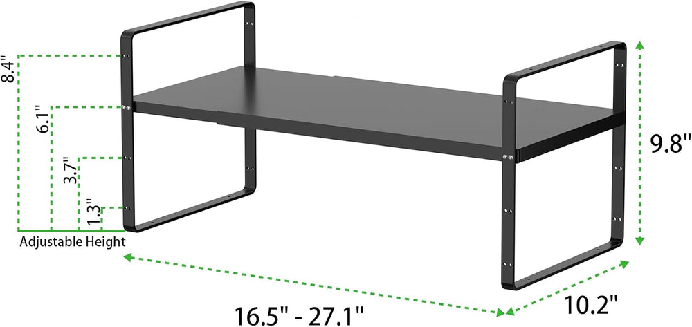 Expandable Cabinet Shelf, Stackable Organizer Rack, Black Large 3 PK