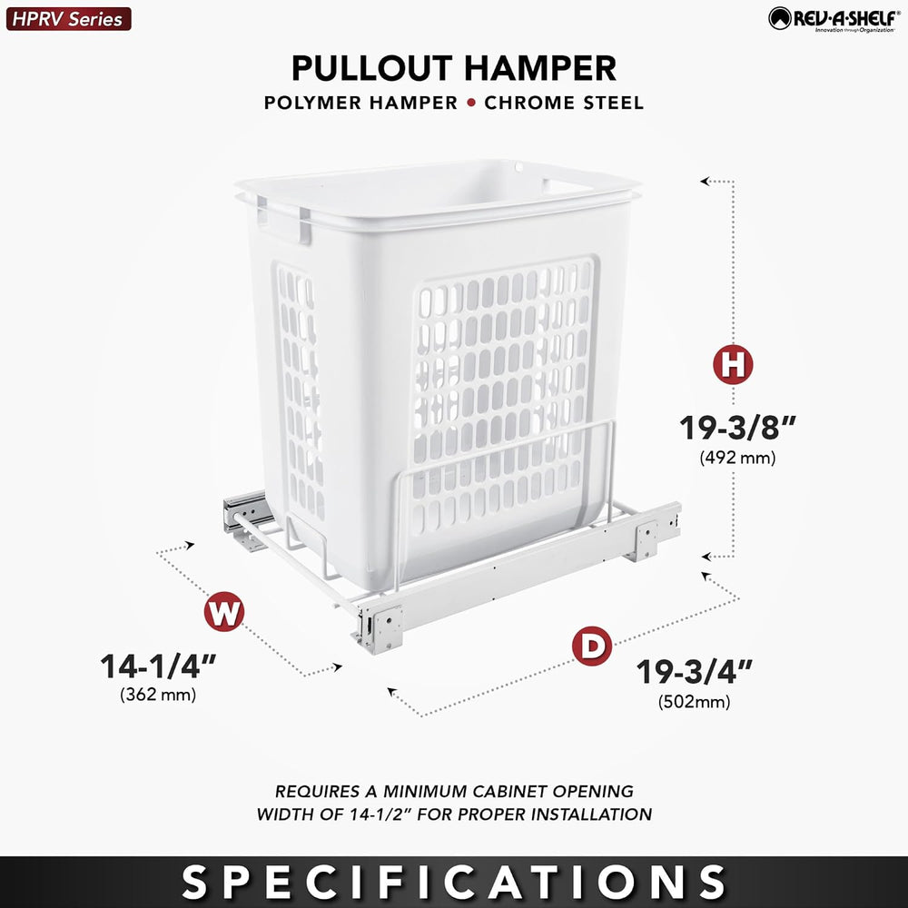 Rev-A-Shelf Pullout Clothes Hamper, Steel Frame & Polymer Laundry Bin