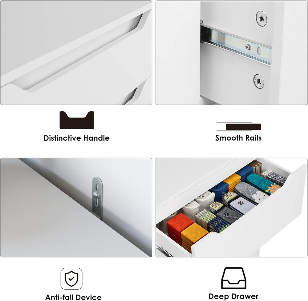 HOSTACK Modern 3 Drawers Dresser, Wood Chest of Drawers with Storage, White