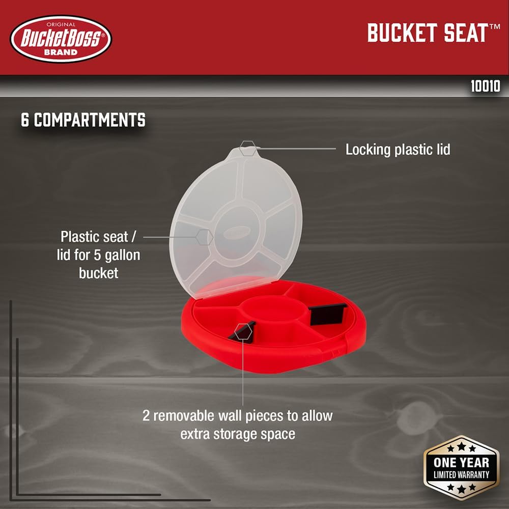 Bucket Boss 5 Gallon Bucket Car Wash Organizer with Seat Small Parts Storage ...