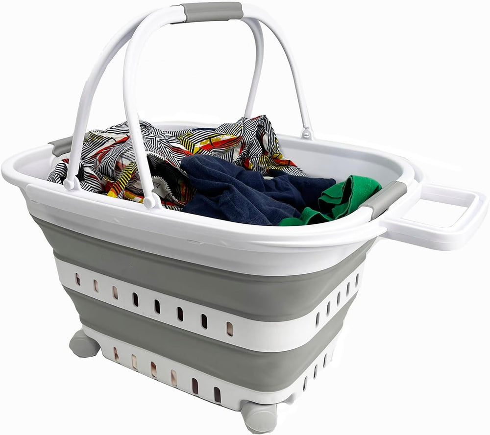 SAMMART 35L (9.24 Gallons) Collapsible Plastic Laundry Basket with Handle and...