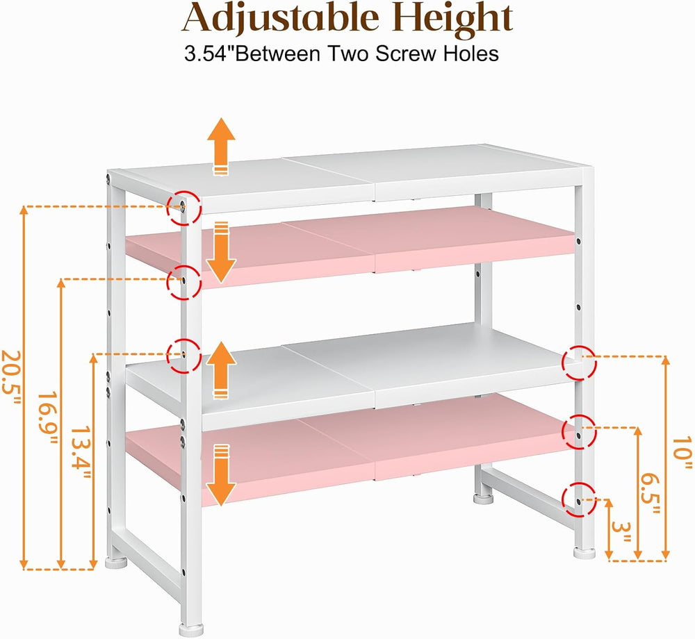2-Tier Expandable Kitchen Storage Shelf,150LBS Heavy Duty Metal Shelving Unit...