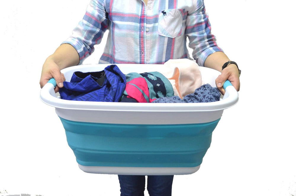 SAMMART 2 pcs Set : 31L (8.1 Gallon) Collapsible Plasic Laundry Basket & ...