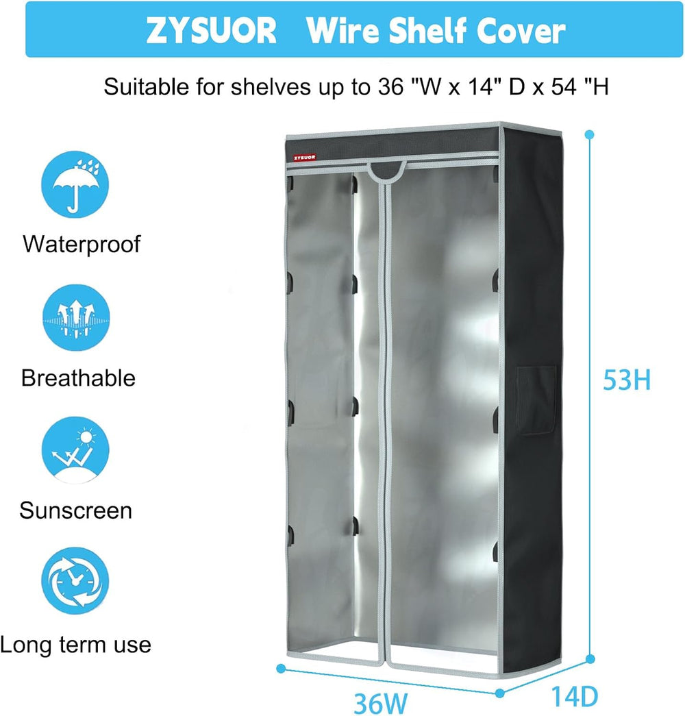 Shelf Cover Wire Shelving Rack Dust Cover, Fits 36"Wx14"Dx54"H
