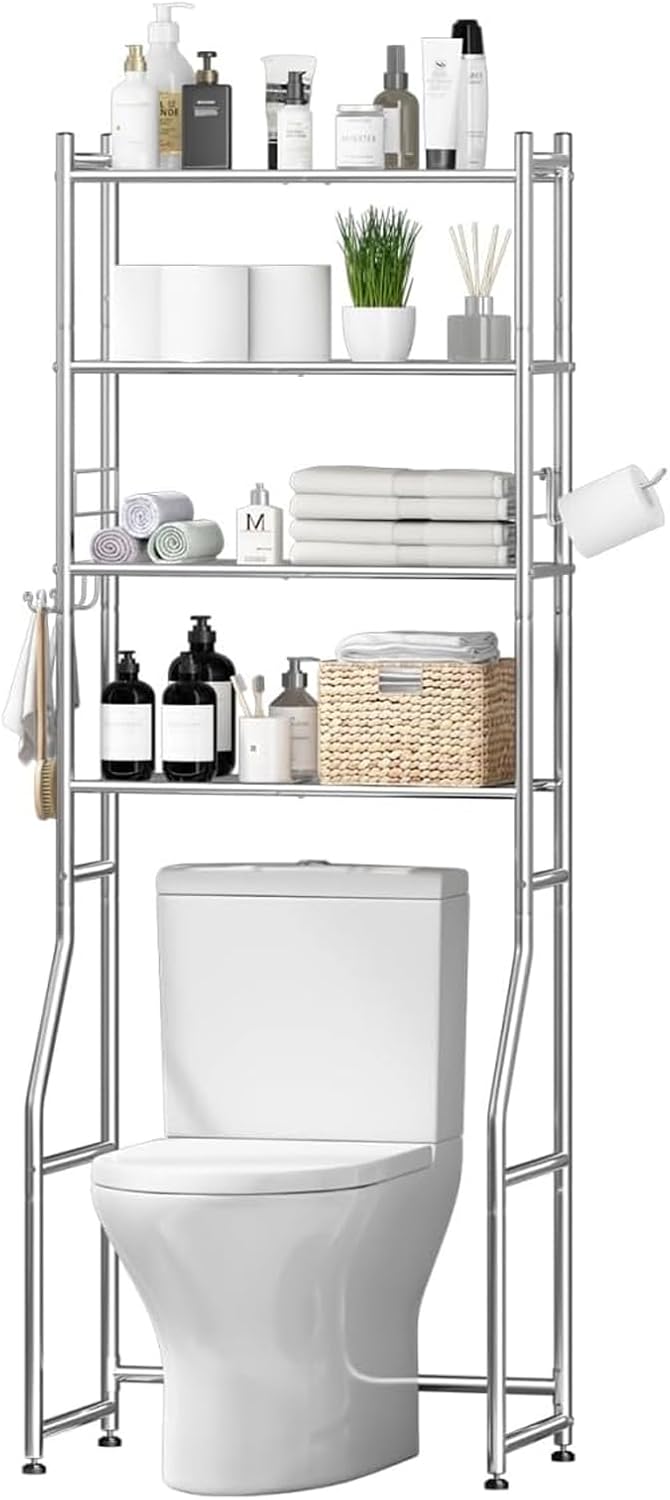 Ekisemio 4 Tier Over the Toilet Storage Cabinet, Metal Bathroom Shelves Over ...