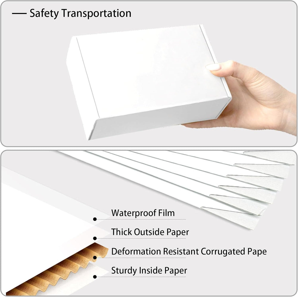 White Shipping Boxes Medium 10x8x2 Inches, 40 Pack Corrugated Cardboard Maile...