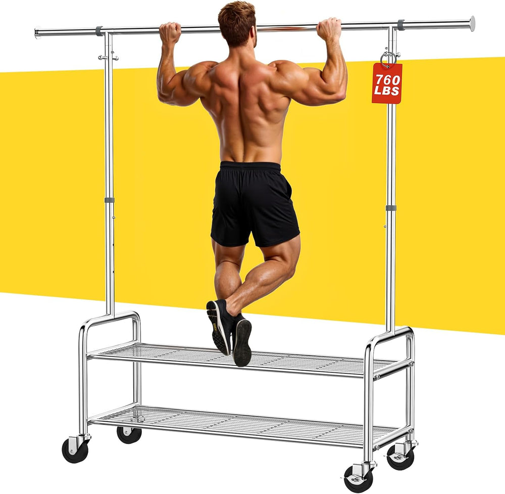 100% Stainless Steel Heavy Duty Clothes Rack Load 760LBS, Clothing Rack for H...
