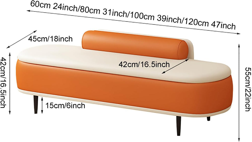 SAZDFY Pu Leather Bedroom Ottoman Bench, Bedroom End of Bed Bench with Pillow...