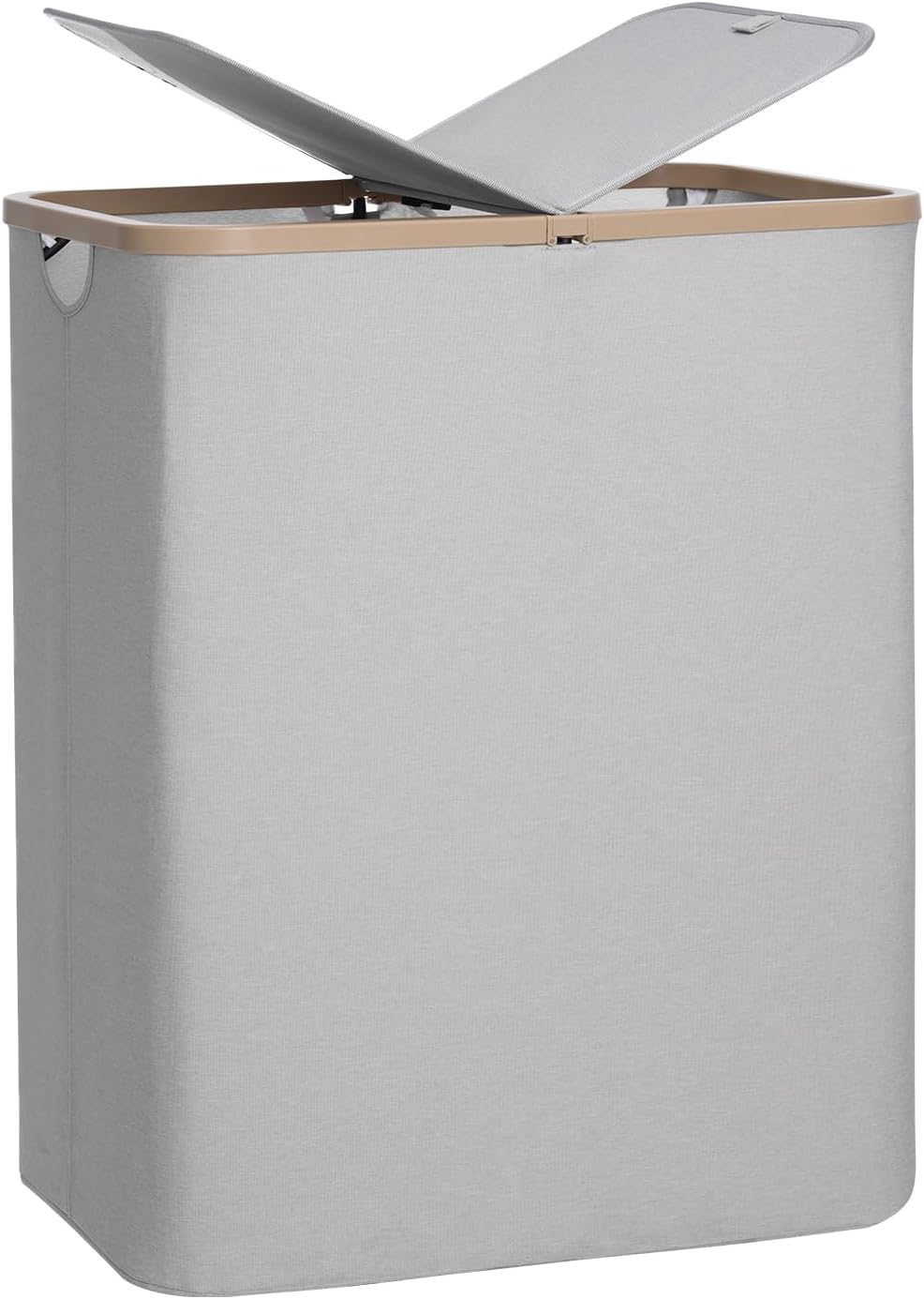 DOKEHOM 160L Double Laundry Basket Hamper with Lid & Removable Bags, Grey