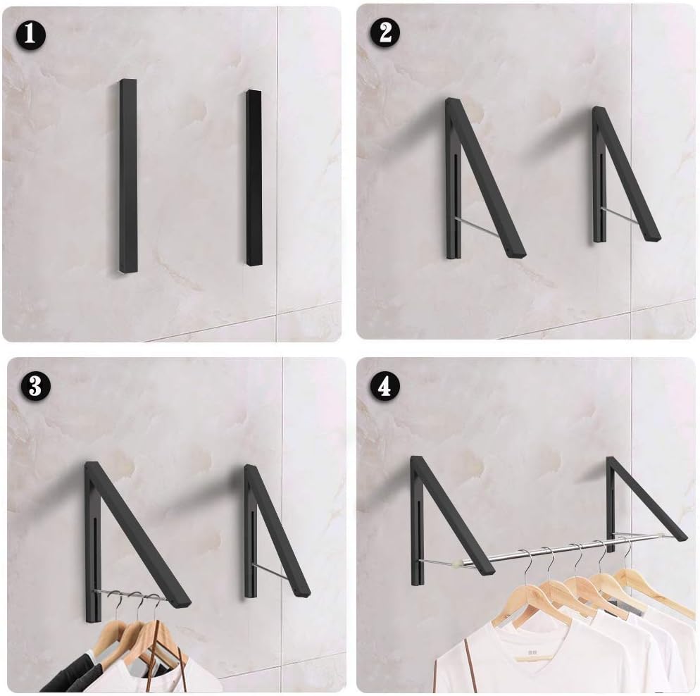 Retractable Clothes Rack - Wall Mounted Folding Clothes Hanger Drying Rack fo...