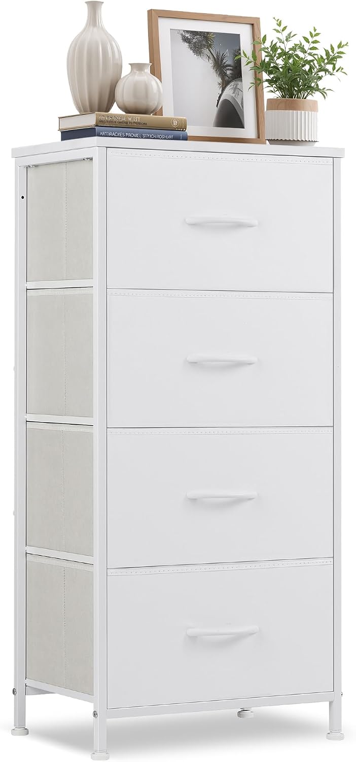 4 Drawers Dresser for Bedroom Fabric Storage Tower with Wooden Top
