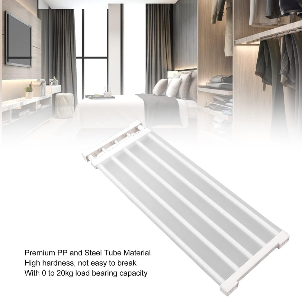 Expandable Closet Shelf, 20kg/44lb Load Adjustable Tension Rod Shelf Steel Tu...