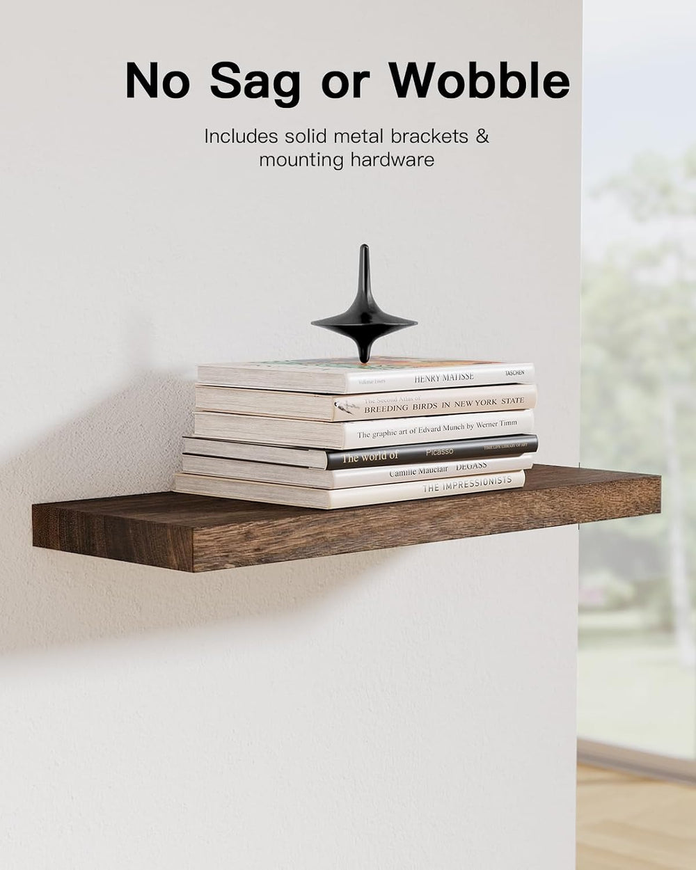 Amada Paulownia Wood Floating Shelves for Wall, Set of 4, Brown