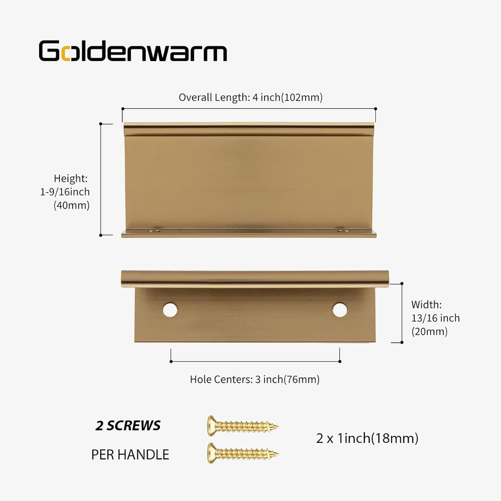 Goldenwarm 10 Pack 3in Champagne Bronze Finger Edge Pulls for Cabinet