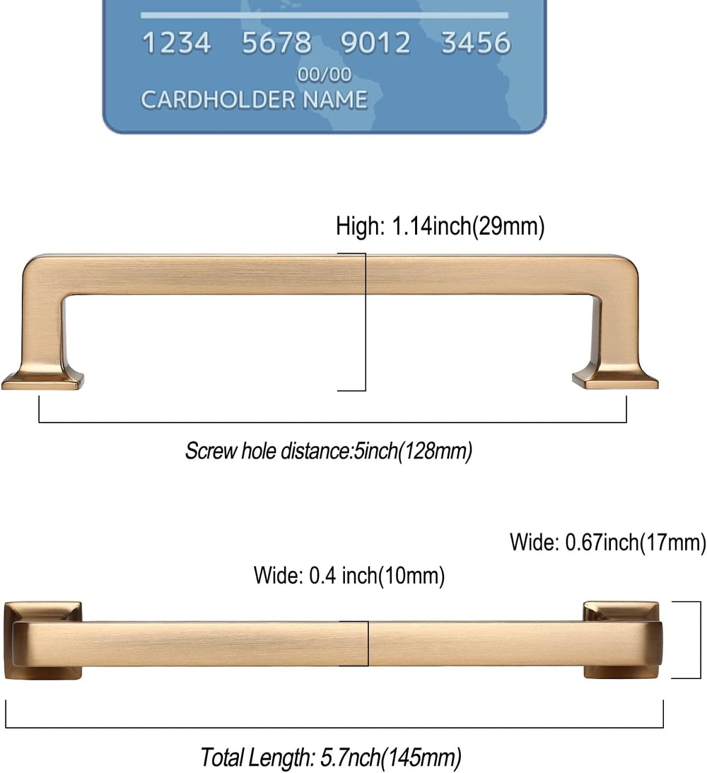 9BUILD 10 Pack 5 Inch Champagne Bronze Cabinet Handles,Kitchen Hardware