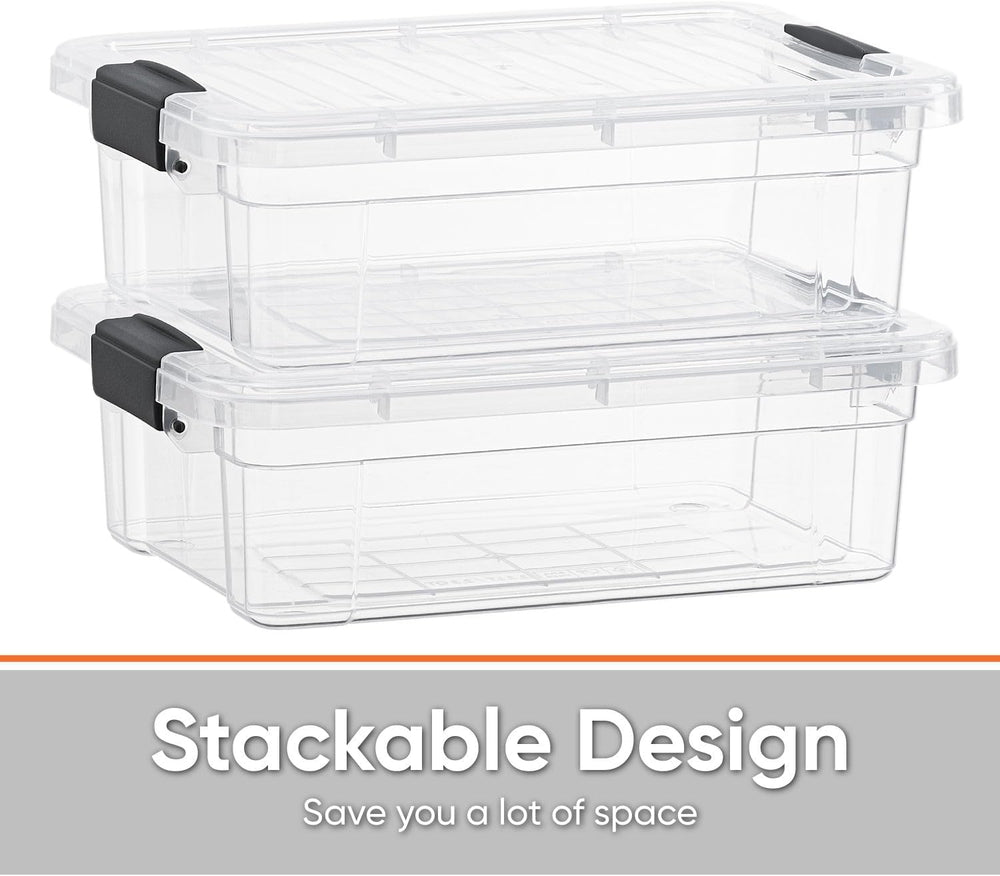 Superio 7.4 Quart Clear Plastic Storage Bin with Lid, Stackable Organizer Box...